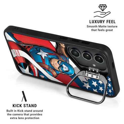 Marvel Captain America Action Pose Galaxy S24 FE Kickstand Case